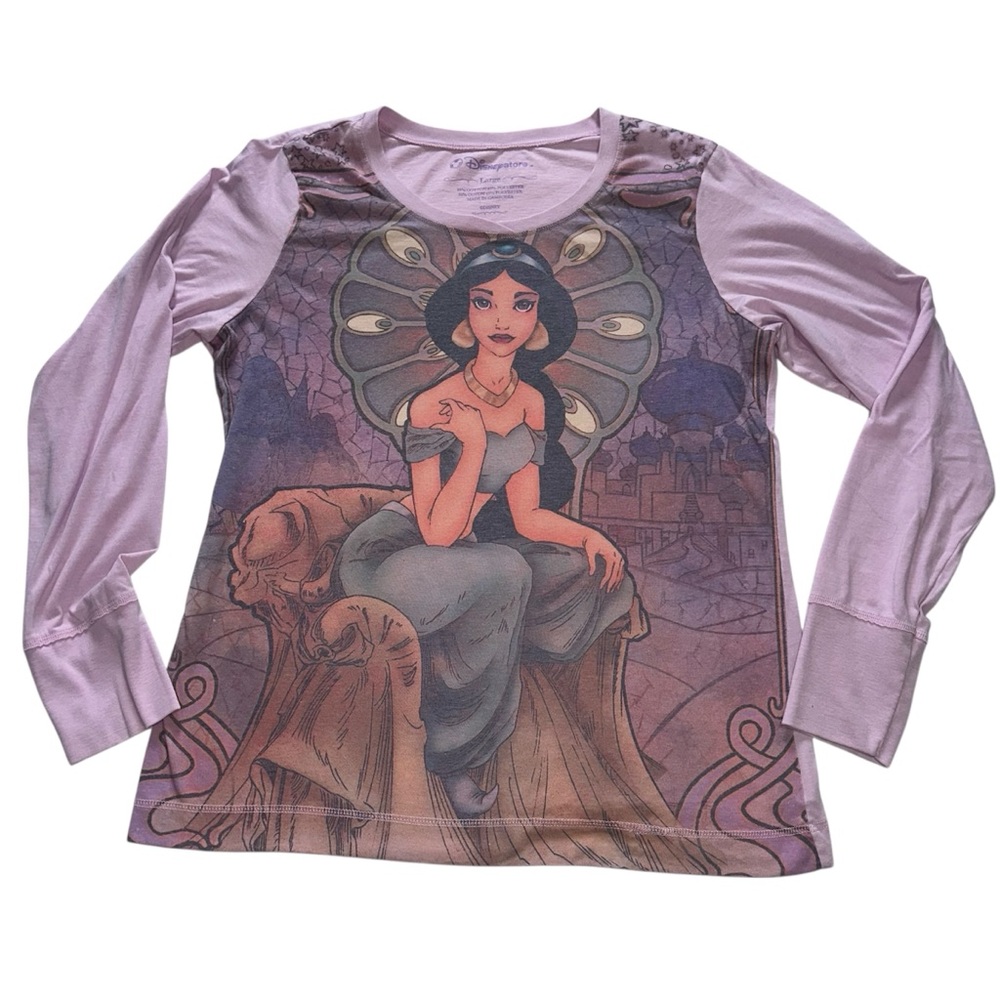 Disney Store Art Nouveau Collection Jasmine Purple L/S Tee Size Large